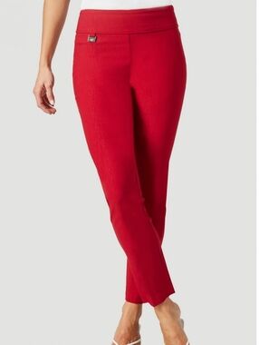 Lisette L Pull On Ankle Pants Size 4 Rust Red Stretch Slim Leg Work Pants